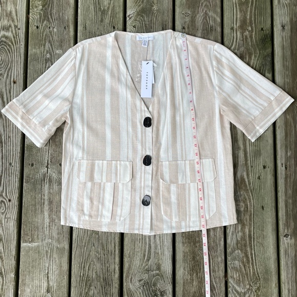 Top: Topshop Women's Boxy Pinstriped Button Down Vest - Picture 8 of 10